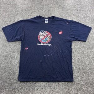 Cygnus No Bad Pigs Cop Shirt Mens XL Blue Cotton Police Donut Joke Distressed